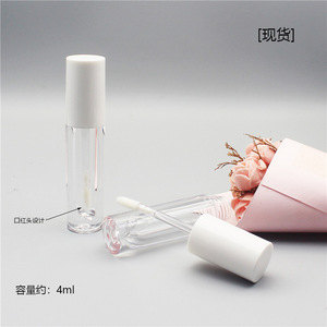 4ml Cylindrical Transparent <b>Lip</b> Gloss Tube White Cap Liquid Eyeshadow <b>Lip</b> Stain Container Cosmetic Packaging - Product Image 1