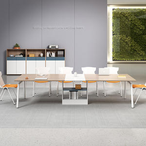 简约现代木质可伸展会议桌椅子组合12座办公家具培训洽谈接待 - Product Image 2