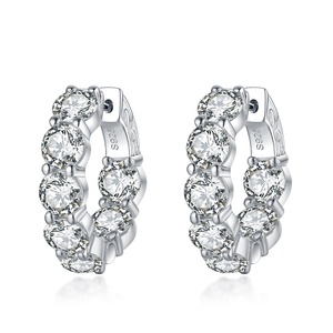 Jewelry Manufacturer Round Solid Sterling Silver 925 White Cz Inside Out <strong>Hoop</strong> <strong>Earrings</strong>, CZ <strong>Hinge</strong> <strong>Hoop</strong> Small <strong>Earring</strong> - Product Image 3