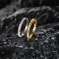 Anillo de Eternidad Hexagonal de Plata de Ley S925 con Moissanita, Lujoso, Exquisito y Sencillo, Apilable, para Mujer, Regalo para Uso Diario o Banquetes