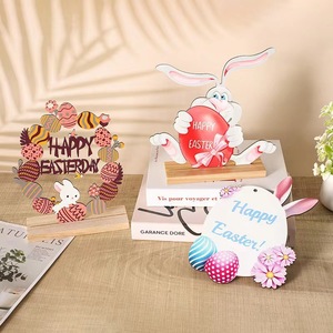 New cross-border Easter bunny wooden desktop ornament, dining table decoration sign - Product Image 2