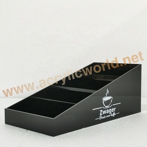 Boîte de rangement en acrylique noir personnalisée avec logo, 4 compartiments, boîte organisatrice en acrylique, solution de rangement pour la vente au détail OEM - Product Image 3