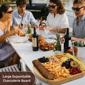 Juego de bandejas de servir de bambú de 15.75x12.99 pulgadas con cuchillos para queso, para aperitivos, frutas, vino y decoraciones para el hogar - Product Image 5