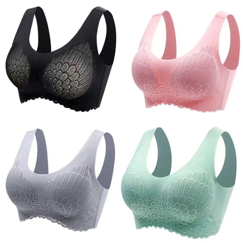 Dropshipping&Wholesale Latex Bra Women Seamless Underwear Bra BH Lace Wing Pad Push UP Bralette With Pad Vest Top Bra Ladys
