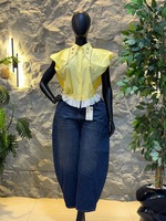 Chemise à manches courtes pour femme, nouvelle tendance mode été 2026, style européen et américain, avec design à rayures et perles, et détails de couture originaux