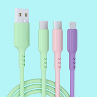 Kabel Data Pengisian Cepat Tiga-dalam-Satu 1.2m 2m 2.5m Kabel Pengisian USB dengan Fungsi 3A & Pelindung Anyaman untuk Ponsel.