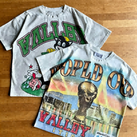 T-shirt surdimensionné en tricot personnalisé avec strass, vintage, délavé à l'acide, col rond, 100% coton lourd, impression DTG pour hommes