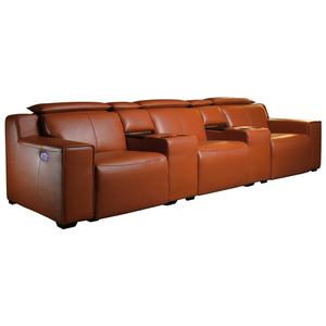 Роскошное красное кожаное электрическое откидное сиденье для кинотеатра, мебель для медиа-комнаты, кинотеатр, с подстаканником и USB-экраном - Product Image 5