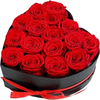 Qutawua Roses Éternelles en Boîte en Forme de Cœur (16 Roses Rouges) |   Emballage cadeau élégant avec ruban et motif cœur romantique