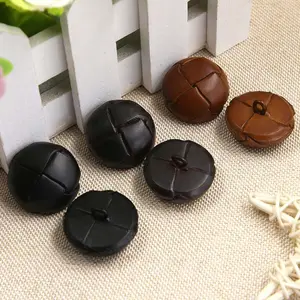 customized genuine leather braided shank button clothing real leather button for garment accessories