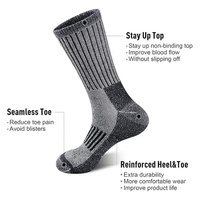 Chaussettes de ski en laine mérinos tricotée épaisse et rembourrée, chaudes et thermiques pour l'hiver, pour femmes, hommes, jeunes, randonnée, camping, ODM