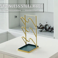 Étagère de cuisine en acier inoxydable de haute qualité pour casseroles et couvercles, organisateur de comptoir multifonctionnel non pliable, rangement pour vaisselle