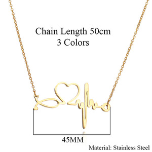Nueva llegada de acero de titanio de la clavícula corazón <span class=keywords><strong>te</strong></span> amo collar electrocardiograma collar enfermera estetoscopio collar - Product Image 4