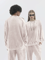 Sweat-shirt unisexe à col rond, coupe oversize, couleur unie, grammage lourd 360G, effet pigmenté rétro, pour tenue décontractée