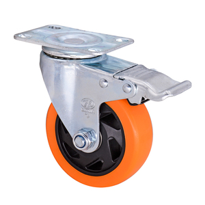 Roulettes industrielles M12 Guangdong, orange, en PP/PVC, moyenne capacité, avec tige de 4 pouces, roulettes pivotantes avec bande de roulement - Product Image 5
