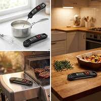 Thermomètre de cuisson pliable ultra-fin pour barbecue, aliments et viande, thermomètre de four