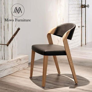 Silla de comedor apilable de madera maciza <span class=keywords><strong>antigua</strong></span> de hotel moderno, silla de comedor <span class=keywords><strong>tapizada</strong></span> de cuero para sala de estar, sillón de cafetería y restaurante - Product Image 4