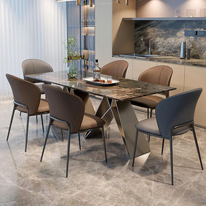 Chaise de salle à manger moderne style minimaliste haut de gamme gris mocha beige orange avec dossier pour adulte, idéale pour salon et cuisine - Product Image 3