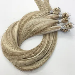 Ruso de alta calidad asequible negro marrón doble dibujado Rubio Nano micro anillo extensiones de cabello