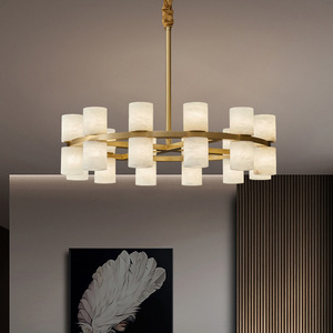 Modern Minimalist All Copper Marble Chandelier Round Multi Head <b>LED</b> <b>Light</b> For Living Room Dining Room Bedroom Study Tea Room - Product Image 2