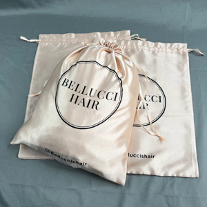 Custom Logo Eco-friendly High Quality Silk Satin <b>Drawstring</b> Bag Dust-proof Wig <b>Pouch</b> Bag with Personalized Storage Solution - Product Image 1