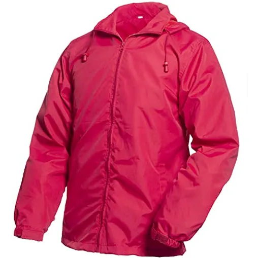 Custom red hooded windbreaker jacket for men outdoor windproof sport coat