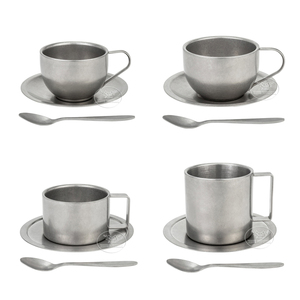 Tasses à café en métal givré à double paroi, en acier inoxydable 304, polies par vibration, ensemble de tasses à espresso, cappuccino et latte pour barista de café - Product Image 2