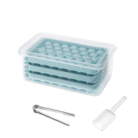 Mini moule rond réutilisable 33 cavités en silicone pour boules de glace Bac à glaçons pour whisky en plastique avec couvercle et seau