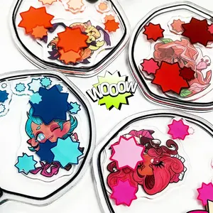 Kuien Custom Printed Acrylic Charms Promotional Acrylic Anime Shaker Keychain Manufacturer Make Your Own Design Shaking Charms