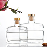Bouteille diffuseur de parfum en verre carré de luxe, flacon d'aromathérapie en verre transparent épais pour la maison, logo personnalisé, vente en gros
