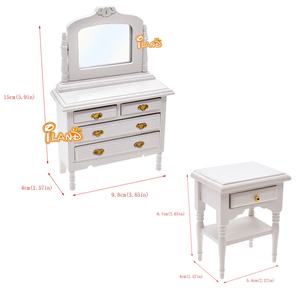 Mobilier Miniature pour maison de poupée, canopée de <span class=keywords><strong>lit</strong></span>, commode, armoire de chevet, accessoires, échelle 1:12 - Product Image 2