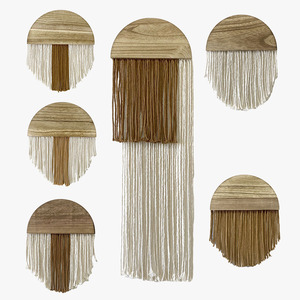 Tapiz Bohemio con Borlas, Decoración Nórdica de Algodón Hecha a Mano, Adorno Colgante Semicircular de Madera Maciza para Decoración del Hogar - Product Image 5