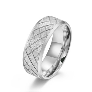 Frosted Titanium Steel <b>Ring</b> Geometric Pattern Unisex Fashion Jewelry Gift Index Finger Band K-R454 - Product Image 1