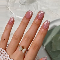 Faux ongles carrés courts BTArtbox pour mariage, en gel souple de haute qualité, motif floral 3D, roses, à presser, vente en gros en vrac