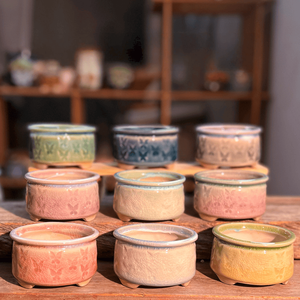 Pot à succulentes en céramique de style jardin, ensemble de pots de fleurs mignons, pots de fleurs en céramique en gros, pot fait main - Product Image 6