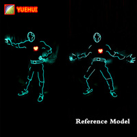 Vêtements à lumière LED pour hommes avec cœur rouge Costumes à capuche lumineux pour Halloween Costumes de danse et de spectacle de talents à la mode