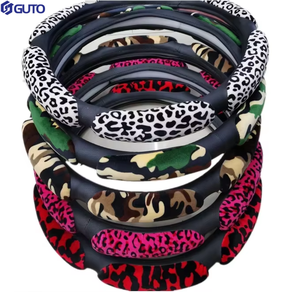 Housse de <span class=keywords><strong>volant</strong></span> de voiture en cuir imprimé léopard Sports Rebond lent Absorbant la sueur Caractéristiques antidérapantes pour l'intérieur de la voiture - Product Image 2