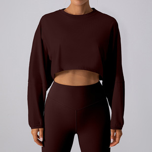 Ensemble De Survêtement Deux Pièces Athlétique Pour Femmes: Haut Court Manches Longues et Leggings De Sport Pour L'Entraînement - Product Image 6