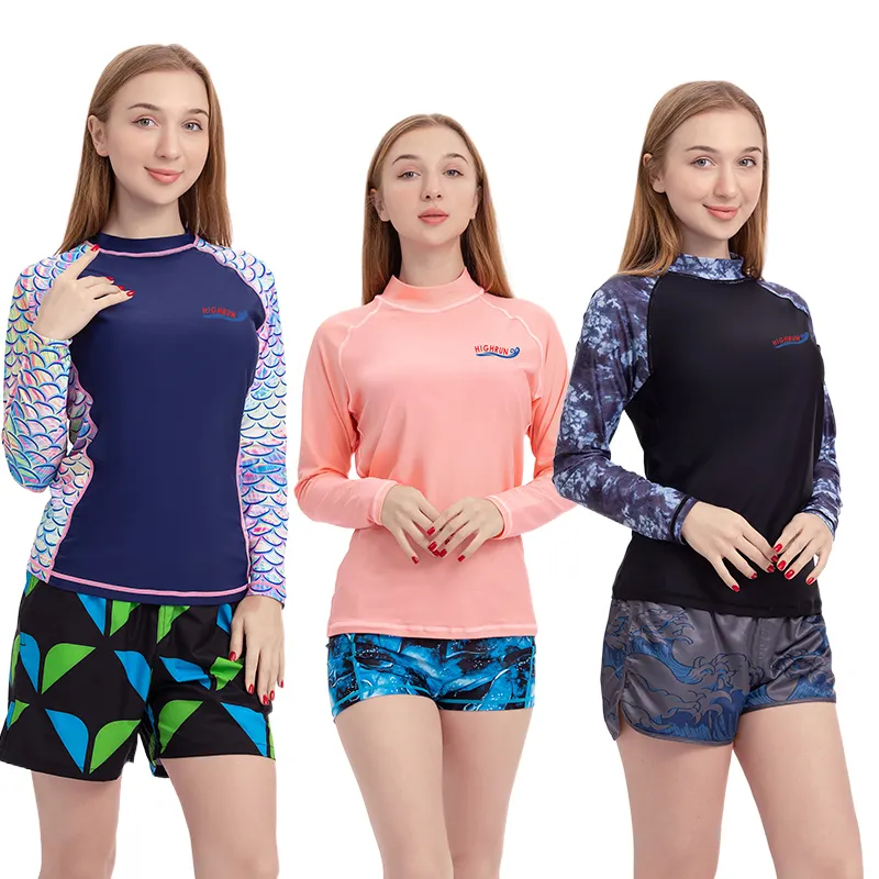 Women Long Sleeve Rash Guard Surf Shirt High Quality Beachwear Fitness Large Size Rash Guard Bathing Suit Women Custom Rashies