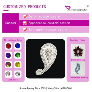 Patch en strass motif cachemire blanc nacré pour vêtements et vestes de style rétro, <span class=keywords><strong>applique</strong></span> en strass vintage faite à la main pour le bricolage - Product Image 2