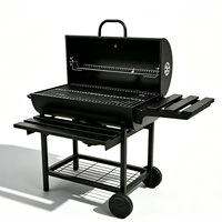 Barbecue au charbon de bois robuste pour l'extérieur avec couvercle et roues pour les fêtes dans la cour