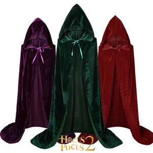 Movie Hocus Pocus 2 mantello di velluto Witch Mary Sarah Winifred Costume Cosplay Halloween Adult Kids Middle Ages Cape