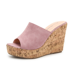 Sandalias de Plataforma JiaoShangMi con Punta Abierta, Suela de Corcho y Gamuza, Estilo Slip-On para Verano, Aumentan la Estatura, Zapatos de Mujer - Product Image 4