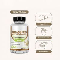 HDK OEM ODM Capsules de complexe d'organes de bœuf nourri à l'herbe 650mg Foie, Cœur et Rate déshydratés pour le soutien de l'équilibre de la santé