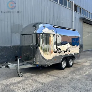 Chariot de restauration rapide électrique en acier inoxydable de 4 m pour hot-dogs et frites, remorque alimentaire mobile d'extérieur - Product Image 1