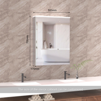 Gabinete de Espejo LED Inteligente Montado en la Pared, Puerta Única, Interruptor con Sensor de Movimiento, Estantes Ajustables, Tamaño Personalizado para Baño