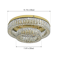 Lustre moderne à double anneau en cristal, plafonnier LED chromé en verre K9 rond pour hôtel, villa, salon, salle à manger