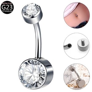 1PC Anneaux de nombril en titane G23, zircon brillant, <span class=keywords><strong>piercing</strong></span> de nombril, bijoux de corps pour femmes, accessoires - Product Image 1