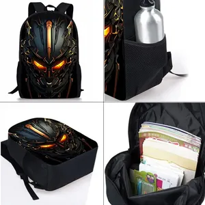 Sacs à dos en polyester imperméable à l'eau avec impression de robots mécaniques, ensemble de trois pièces pour garçons et filles, sacs d'école à dessin animé 2D - Product Image 3