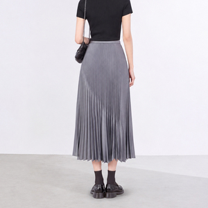 Falda Midi Plisada de Satén Casual para Mujer, Nueva, Cintura Impero, Forro Transpirable, Estilo Miyake Plisado, Ligera y Elegante, para Todas las Temporadas - Product Image 5